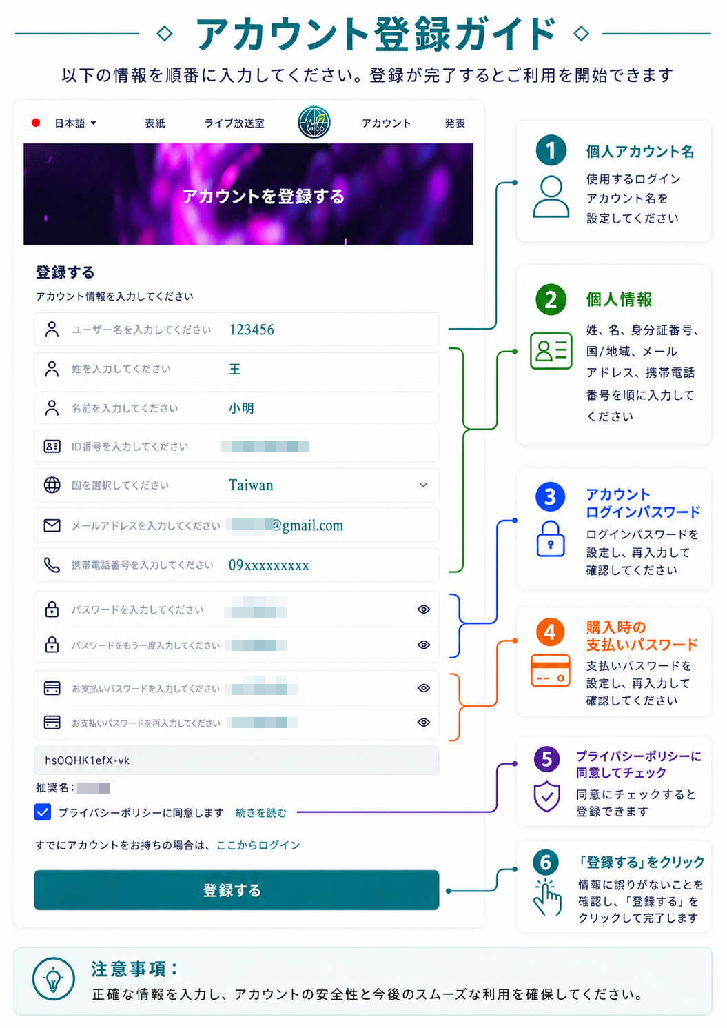 個人アカウントを申請